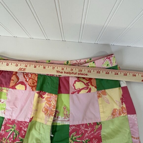 Vtg. White Label Lilly Pulitzer Capri Pants Size 6 Resort Patch Beach Palm Trees - Picture 8 of 12